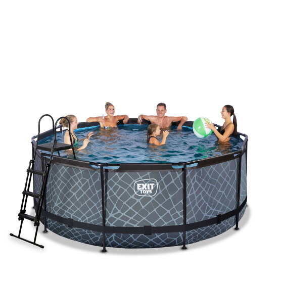 EXIT Stone pool 12ft x 48in with sand filter pump - grey