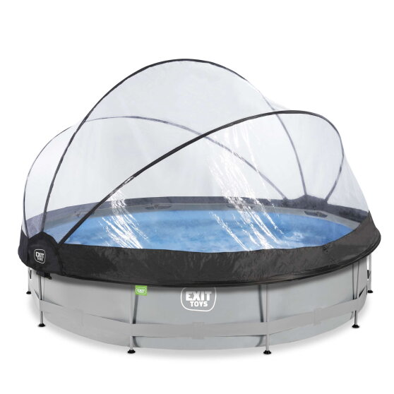 EXIT Soft Grey pool 12ft x 30in with filter pump and dome - grey