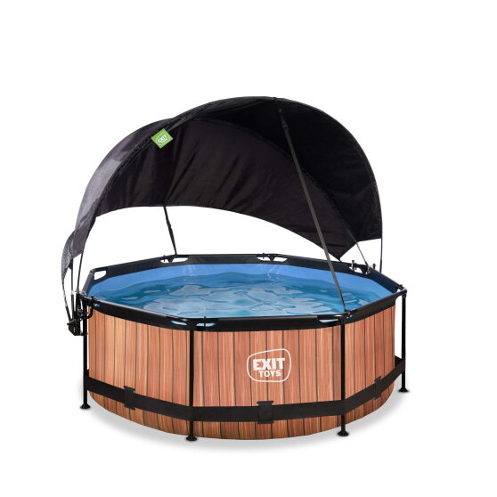 EXIT Wood pool 8ft x 30in with filter pump and canopy - brown