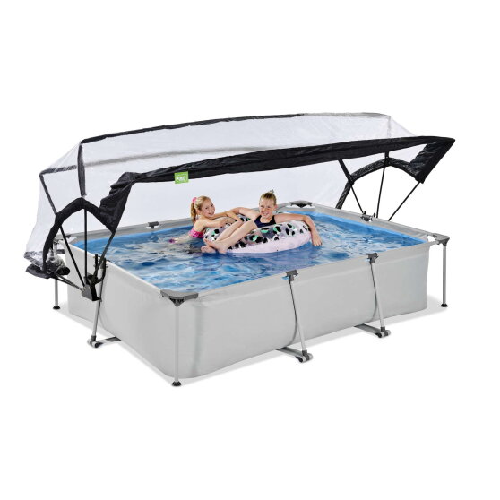 EXIT Soft Grey Pool 10x6.6x2ft with Filter Pump & Dome
