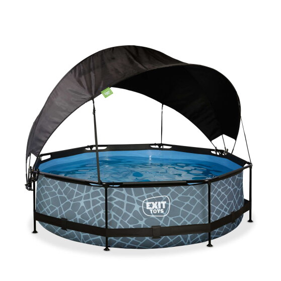 EXIT Stone pool 10ft x 30in with filter pump and canopy - grey
