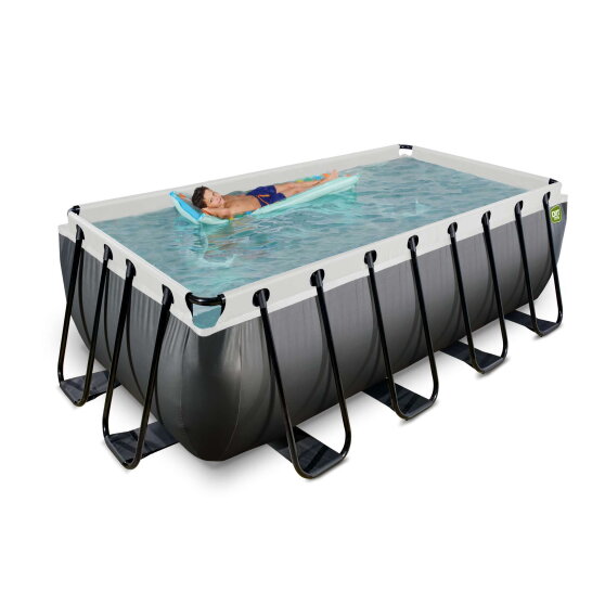 EXIT Black Leather pool 13ft x 6.6ft x 48in with sand filter pump - black