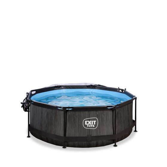 EXIT Black Wood pool 8ft x 30in with filter pump and dome - black