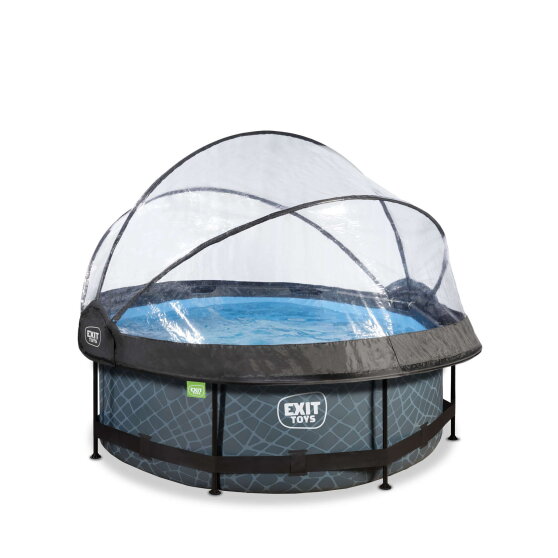 EXIT Stone pool 8ft x 30in with filter pump and dome - grey