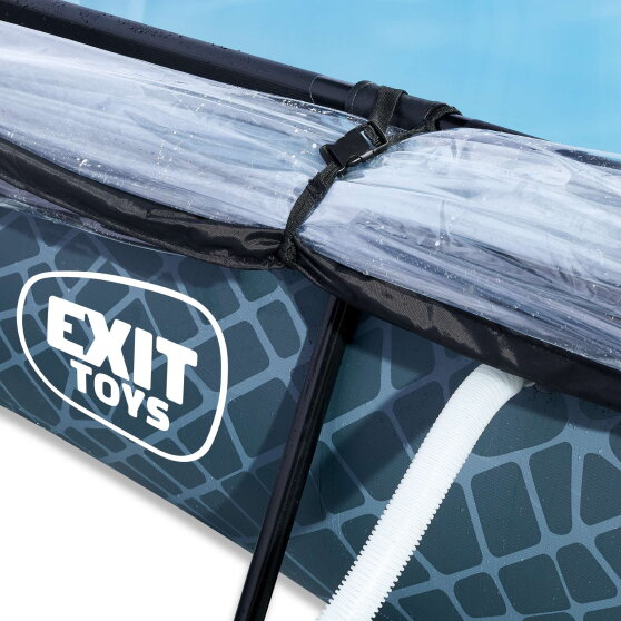 EXIT Stone pool 10ft x 6.6ft x 25.6in with filter pump and dome - grey