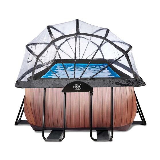 EXIT Wood pool 13ft x 6.6ft x 39in with sand filter pump and dome - brown