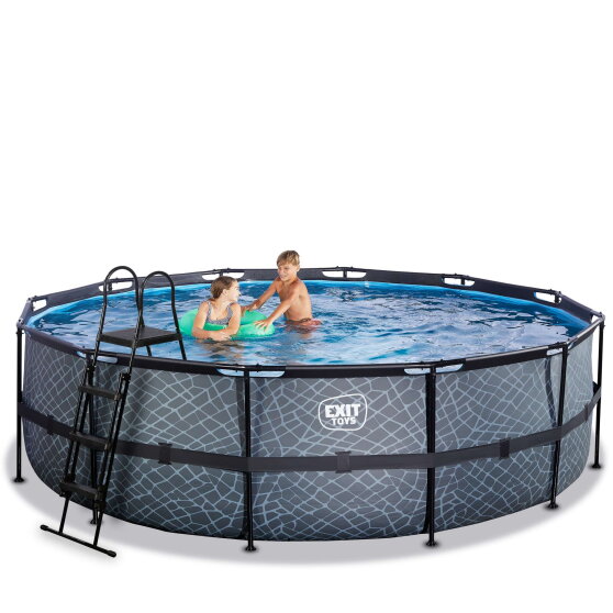 EXIT Stone pool 16ft x 48in with sand filter pump - grey