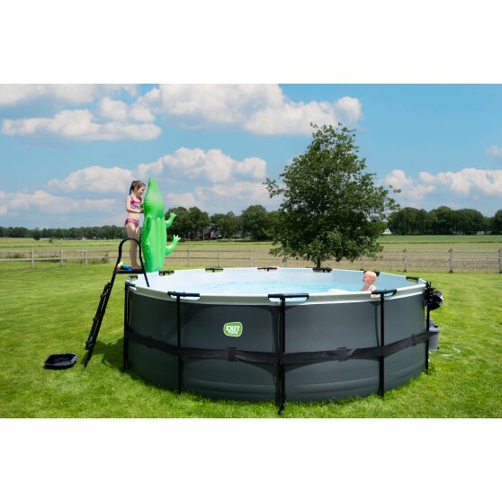 EXIT Black Leather pool ø450x122cm with sand filter pump - black