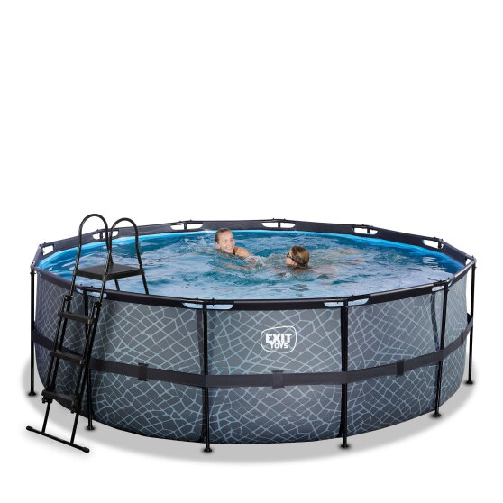 EXIT Stone pool 14ft x 48in with sand filter pump - grey