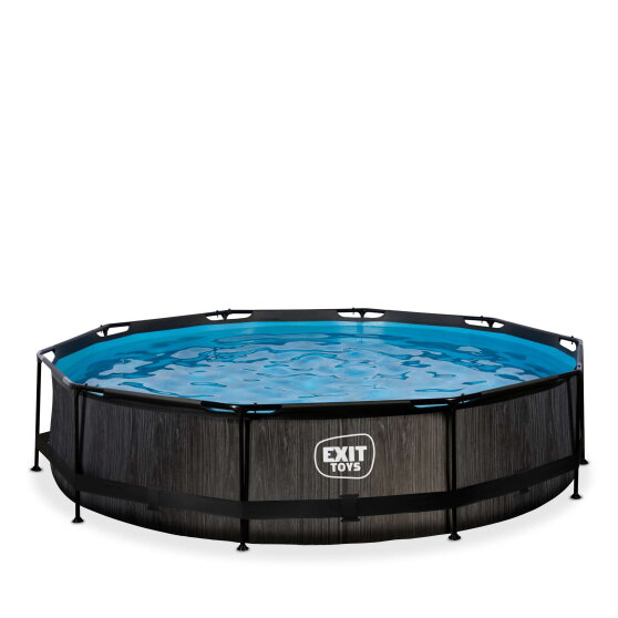 EXIT Black Wood pool 12ft x 30in with filter pump - black