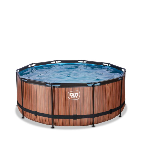 EXIT Wood pool 12ft x 48in with sand filter pump - brown