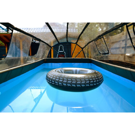 EXIT Black Leather pool 13ft x 6.6ft x 39in with sand filter pump and dome - black