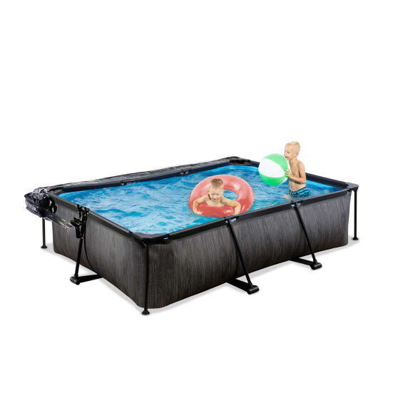 EXIT Black Wood pool 10ft x 6.6ft x 25.6in with filter pump and dome - black