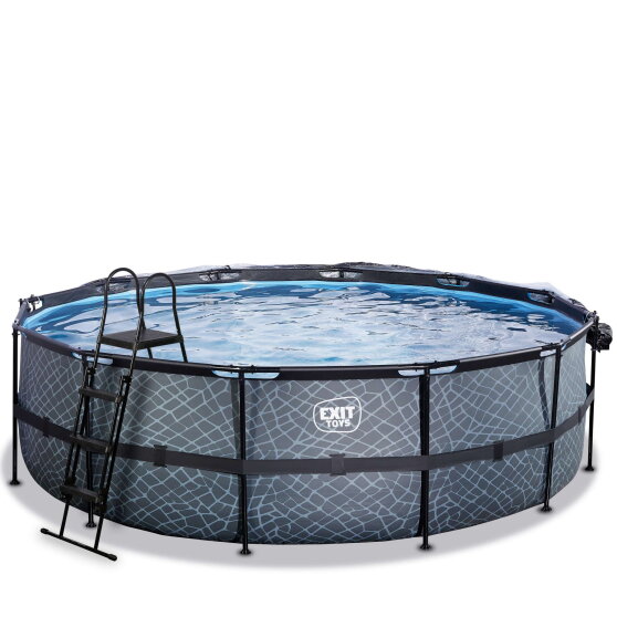EXIT Stone pool 16ft x 48in with sand filter pump and dome - grey