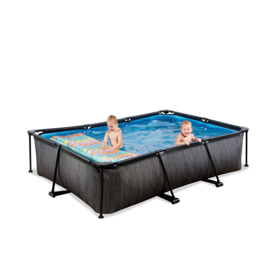 EXIT Black Wood pool 10ft x 6.6ft x 25.6in with filter pump - black