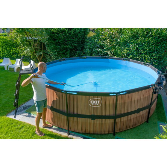 EXIT Wood pool 15ft x 48in with sand filter pump - brown