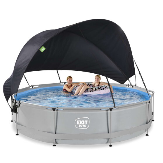 EXIT Soft Grey Pool 12ftx30in with Pump & Canopy - Grey