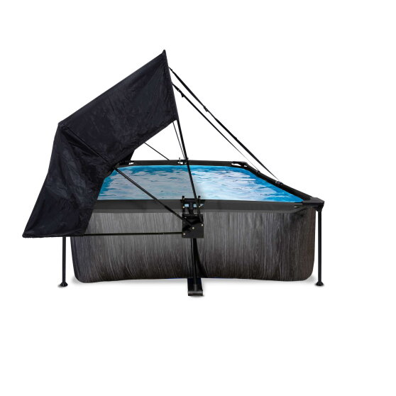 EXIT Black Wood pool 10ft x 6.6ft x 25.6in with filter pump and canopy - black