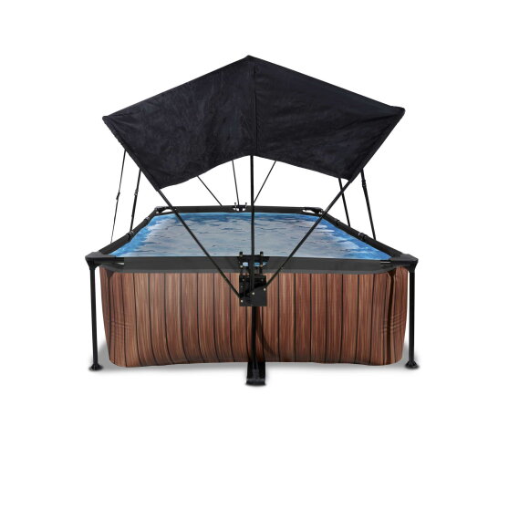 EXIT Wood pool 10ft x 6.6ft x 25.6in with filter pump and canopy - brown