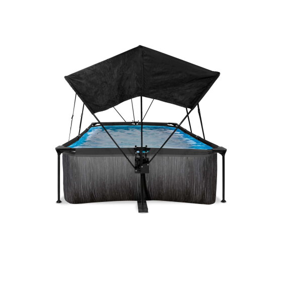 EXIT Black Wood pool 7ft x 5ft x 25.6in with filter pump and canopy - black