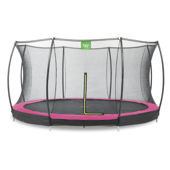 EXIT Silhouette ground trampoline 14ft with safety net - pink