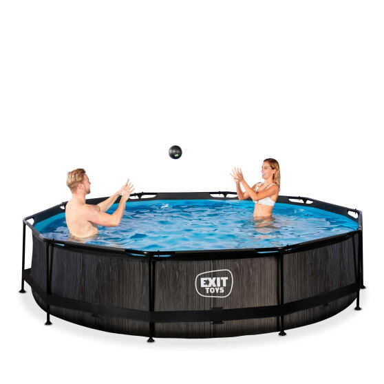 EXIT Black Wood pool 12ft x 30in with filter pump - black