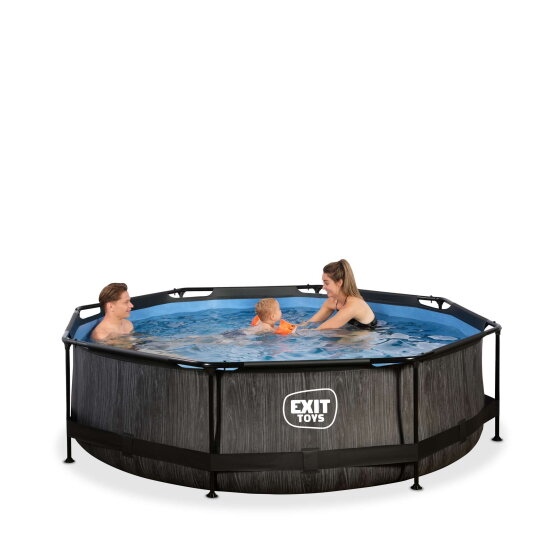 EXIT Black Wood pool 10ft x 30in with filter pump - black