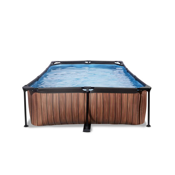 EXIT Wood pool 10ft x 6.6ft x 25.6in with filter pump - brown