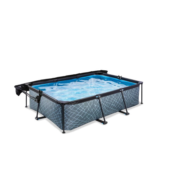 EXIT Stone pool 7ft x 5ft x 25.6in with filter pump and canopy - grey