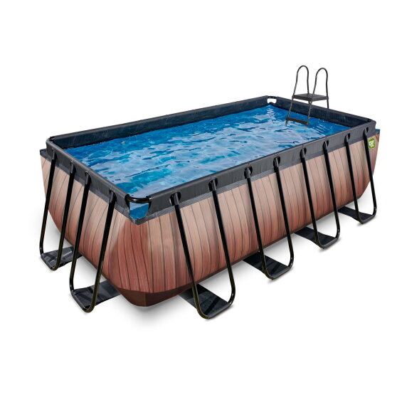 EXIT Wood pool 13ft x 6.6ft x 48in with sand filter pump - brown