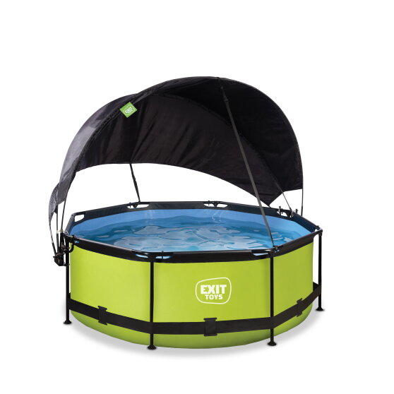 EXIT Lime pool ø244x76cm with filter pump and canopy - green