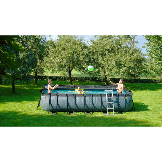 EXIT Wood pool 18ft x 8ft x 48in with sand filter pump - brown