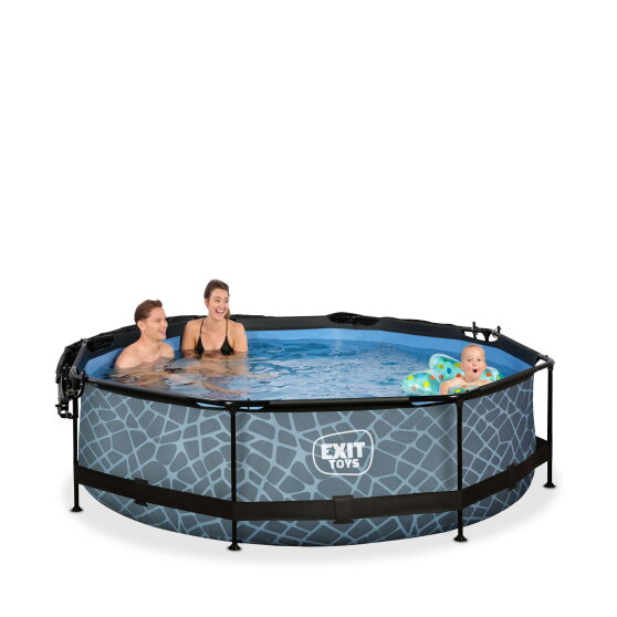 EXIT Stone pool 10ft x 30in with filter pump and canopy - grey