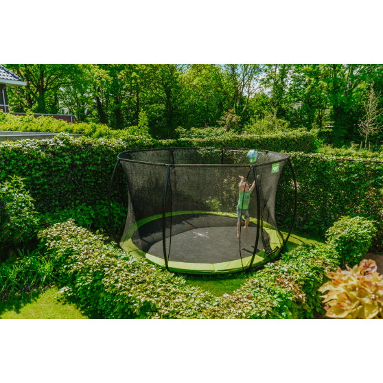 EXIT Silhouette ground trampoline 12ft with safety net - green