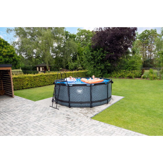 EXIT Stone pool 12ft x 48in with sand filter pump - grey