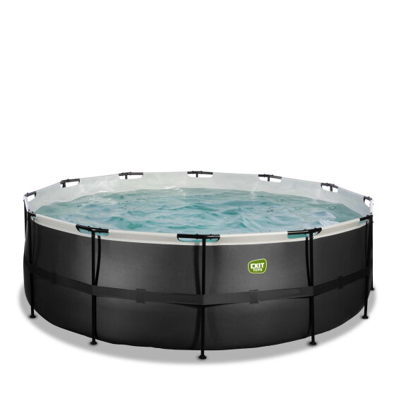 EXIT Black Leather pool 14ft x 48in with sand filter pump - black