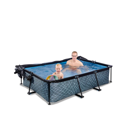 EXIT Stone pool 7ft x 5ft x 25.6in with filter pump and dome - grey