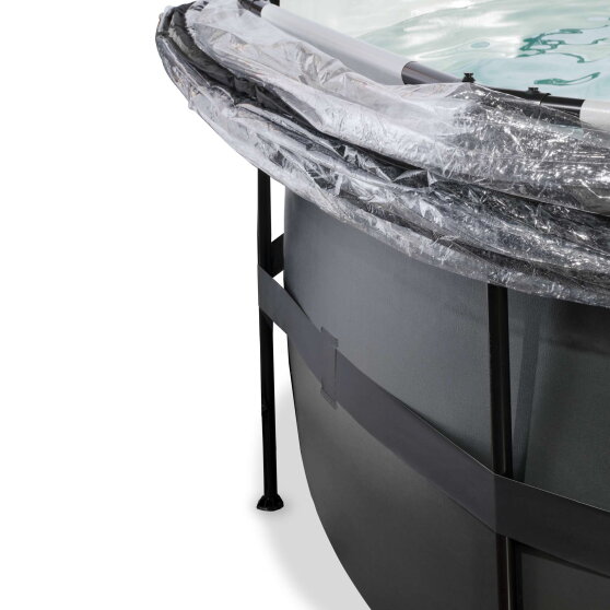 EXIT Black Leather pool 14ft x 48in with sand filter pump and dome - black