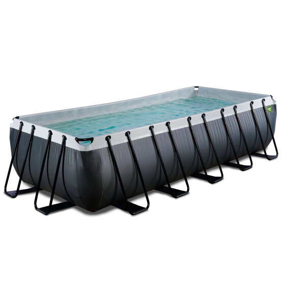 EXIT Black Leather pool 18ft x 8ft x 48in with sand filter pump - black