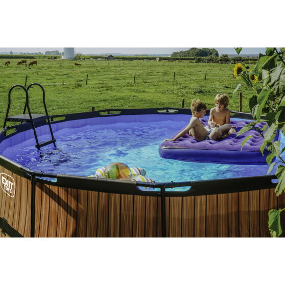 EXIT Black Leather pool 14ft x 48in with sand filter pump - black