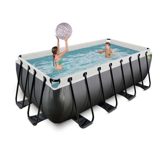 EXIT Black Leather pool 13ft x 6.6ft x 48in with sand filter pump - black