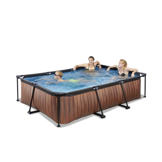 EXIT Wood pool 10ft x 6.6ft x 25.6in with filter pump - brown
