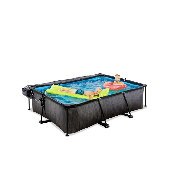 EXIT Black Wood pool 7ft x 5ft x 25.6in with filter pump and dome - black