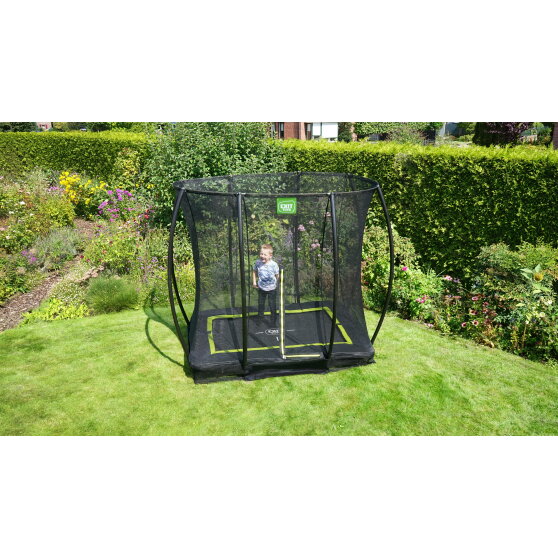 EXIT Silhouette ground trampoline 5x7ft with safety net - black