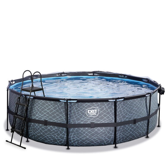 EXIT Stone pool 15ft x 48in with sand filter pump and dome - grey