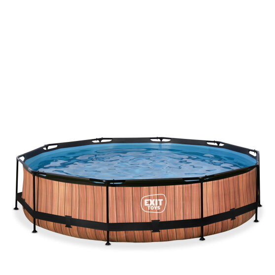 EXIT Wood pool 12ft x 30in with filter pump - brown
