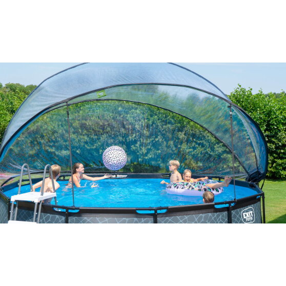 EXIT Black Leather pool 15ft x 48in with sand filter pump and dome and accessory set - black