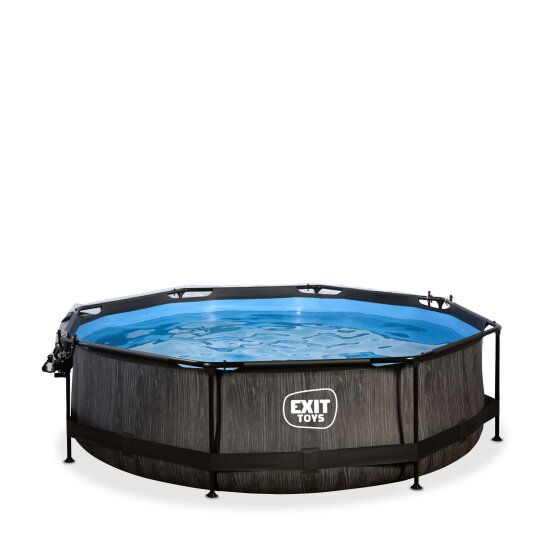 EXIT Black Wood pool 10ft x 30in with filter pump and dome - black