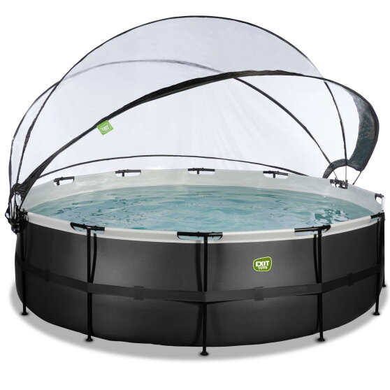 EXIT Black Leather pool 16ft x 48in with sand filter pump and dome - black