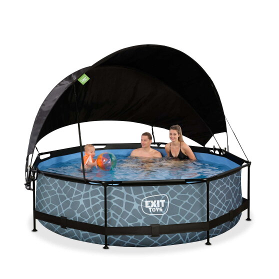 EXIT Stone pool 10ft x 30in with filter pump and canopy - grey